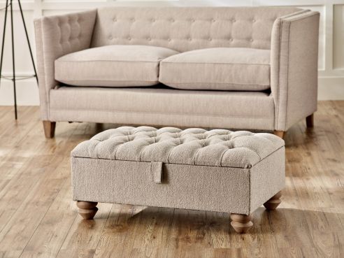 St Edmund Fabric Storage Buttoned Footstool