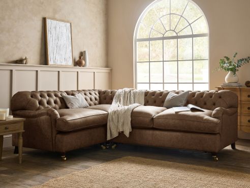Harris Leather Corner Chesterfield Sofa Bed